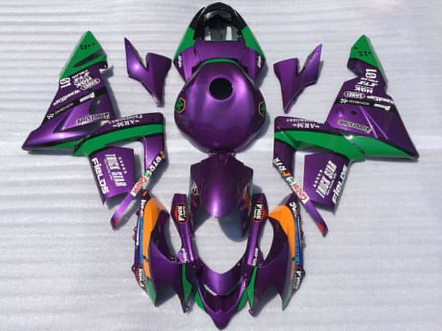 Violet Vert Trick Star Carénage Moto Kawasaki ZX10R 2004-2005