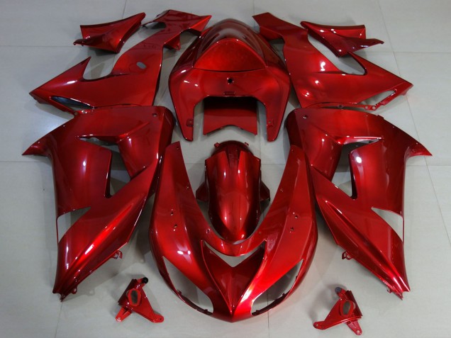 Rouge Foncé Carénage Moto Kawasaki ZX10R 2006-2007