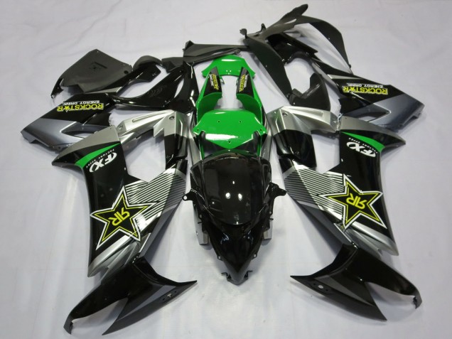 Gris Vert Noir Rockstar Carénage Moto Kawasaki ZX10R 2008-2010