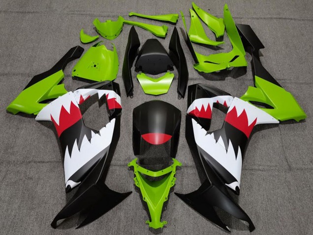 Vert Noir Mat Rouge Blanc Requin Carénage Moto Kawasaki ZX10R 2008-2010