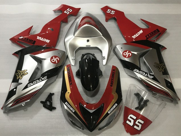 Rouge Argent Or Noir Carénage Moto Kawasaki ZX10R 2006-2007