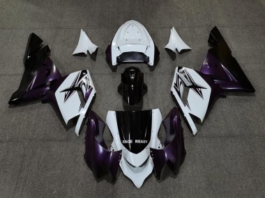 Blanc Violet Noir Carénage Moto Kawasaki ZX10R 2004-2005 Pas Chère