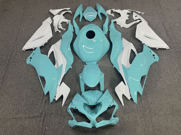 Blanc Aqua Bleu Carénage Moto Kawasaki ZX6R 2019-2022