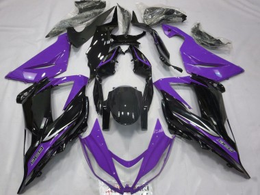 Violet Noir Brillant Carénage Moto Kawasaki ZX6R 2013-2018 Pas Chère