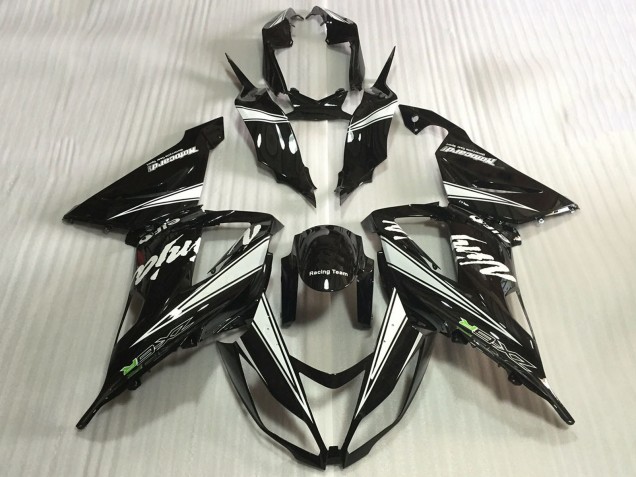 Noir Brillant Blanc Carénage Moto Kawasaki ZX6R 2013-2018