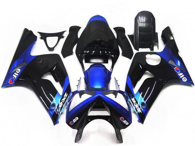 Bleu Noir Brillant Elf Carénage Moto Kawasaki ZX6R 2003-2004