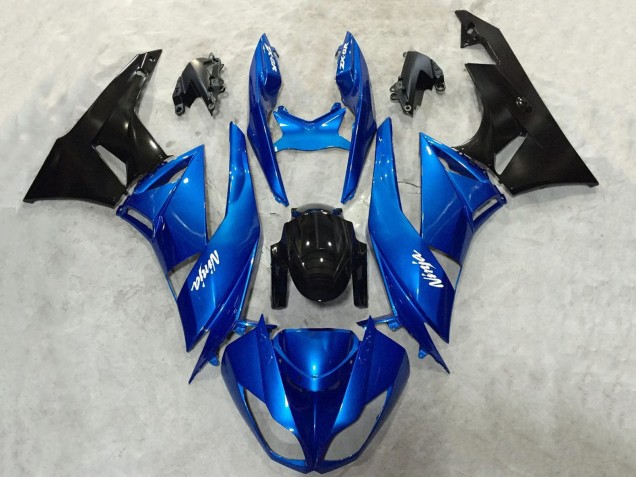 Bleu Noir Brillant Carénages Moto Kawasaki ZX6R 2009-2012
