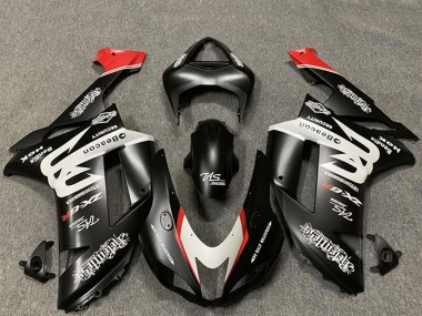 Personnalisé Noir Mat Blanc Rouge Carénage Moto Kawasaki ZX6R 2007-2008 Pas Chère