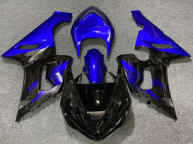 Bleu Noir Brillant Carénage Moto Kawasaki ZX6R 2005-2006