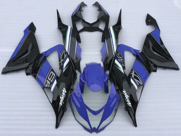 Bleu Noir Blanc Carénage Moto Kawasaki ZX6R 2013-2018