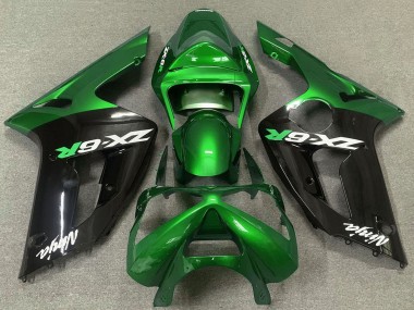 Vert Noir Brillant Carénage Moto Kawasaki ZX6R 2003-2004 Pas Chère