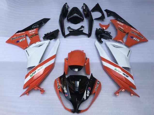 Orange Blanc Noir Brillant Elf Touch4 Bridgestone Carénage Moto Kawasaki ZX6R 2009-2012