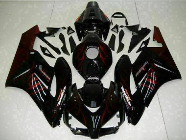 Noir Brillant Rouge Flamme Carénage Moto Honda CBR1000RR 2004-2005 Pas Chère