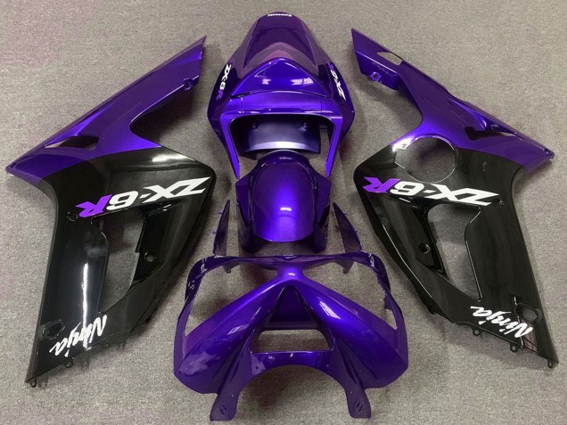 Violet Noir Brillant Carénage Moto Kawasaki ZX6R 2003-2004
