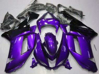 Violet Brillant Noir Carénage Moto Kawasaki ZX6R 2007-2008 Pas Chère