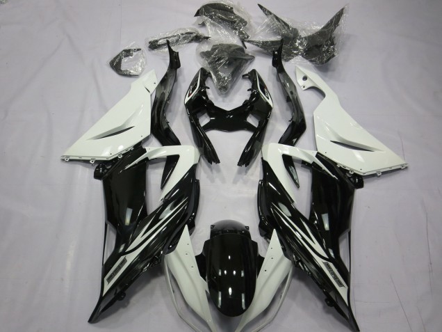 Blanc Noir Brillant Carénage Moto Kawasaki ZX6R 2013-2018