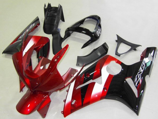 Rouge Blanc Noir Brillant Carénage Moto Kawasaki ZX6R 2003-2004