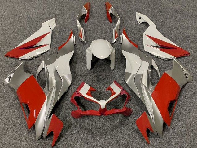 Blanc Argent Rouge Carénage Moto Kawasaki ZX6R 2019-2022