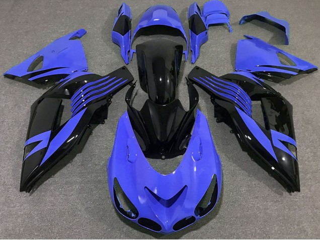 Bleu Noir Brillant Carénage Moto Kawasaki ZX14R 2006-2011