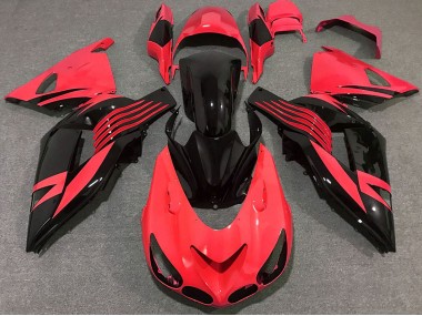 Rouge Noir Brillant Carénages Moto Kawasaki ZX14R 2006-2011 Pas Chère
