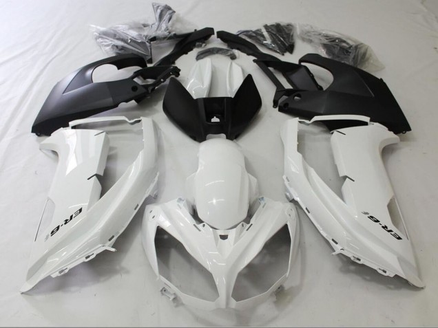 Blanc Brillant Noir Mat Carénages Moto Kawasaki Ninja ER6F 2012-2014