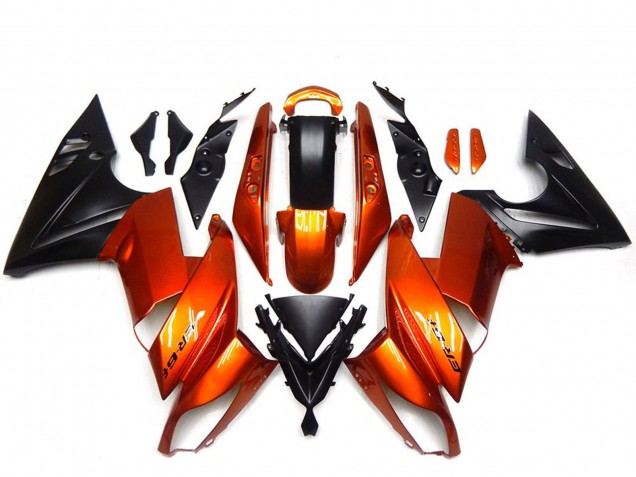 Orange Noir Carénage Moto Kawasaki Ninja 650R 2009-2011