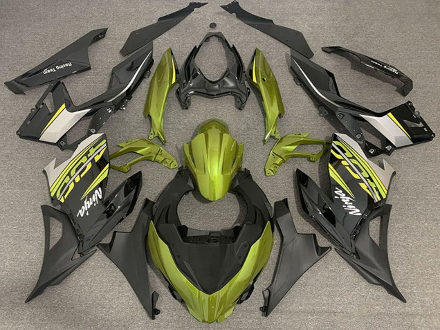 Jaune Liquide Noir Brillant Noir Mat OEM Style Carénage Moto Kawasaki Ninja 400 2018-2024
