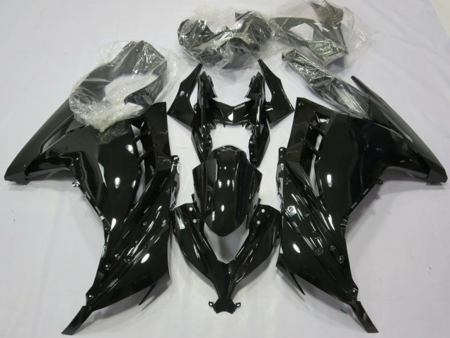 Noir Brillant Carénage Moto Kawasaki Ninja 300 2013-2024