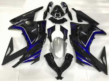 Noir Brillant Bleu Carénage Moto Kawasaki Ninja 300 2013-2024 Pas Chère