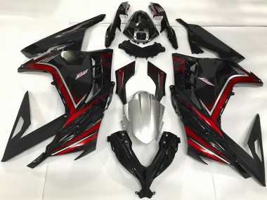 Noir Brillant Rouge Carénage Moto Kawasaki Ninja 300 2013-2024 Pas Chère