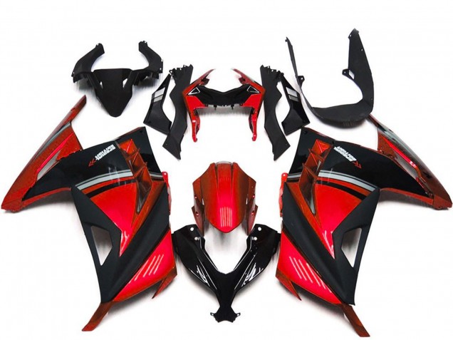 Rouge Noir Carénage Moto Kawasaki Ninja 300 2013-2024