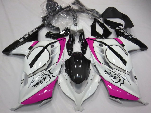 Blanc Brillant Rose Noir Carénage Moto Kawasaki Ninja 300 2013-2024