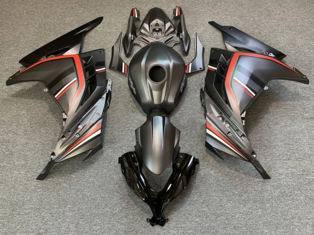 Noir Mat Rouge Carénage Moto Kawasaki Ninja 300 2013-2024