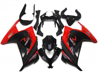 Rouge Noir Brillant Carénage Moto Kawasaki Ninja 300 2013-2024 Pas Chère