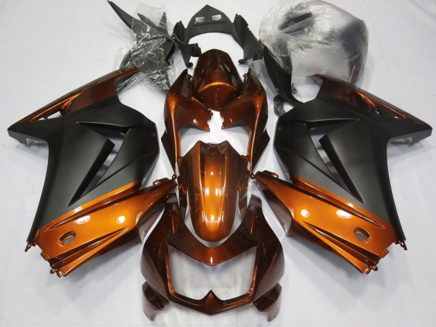Orange Noir Mat Carénage Moto Kawasaki Ninja 250 2008-2012