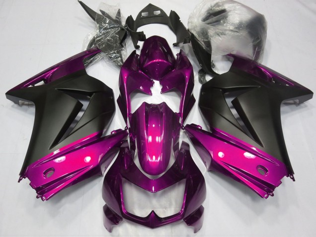 Rose Noir Mat Carénage Moto Kawasaki Ninja 250 2008-2012