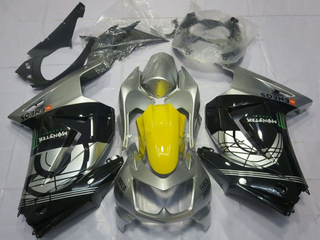 Argent Jaune Noir Brillant Carénage Moto Kawasaki Ninja 250 2008-2012