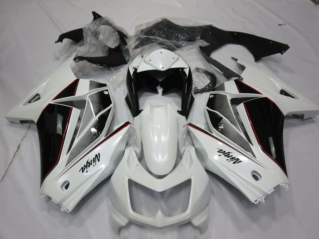 Blanc Noir Brillant Carénage Moto Kawasaki Ninja 250 2008-2012