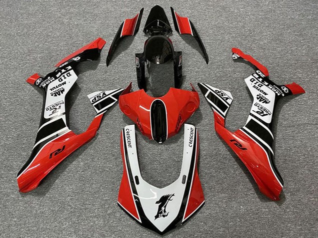 Blanc Rouge Noir Brillant Motul YSP Carénage Moto Yamaha R1 2015-2019