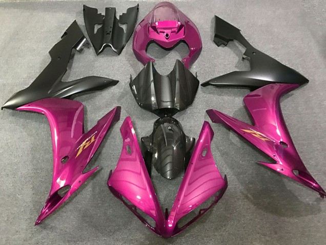 Rose Vif Fibre de Carbone Style Carénage Moto Yamaha R1 2004-2006