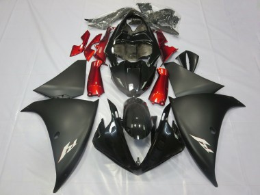 Noir Brillant Noir Mat Rouge Carénage Moto Yamaha R1 2012-2014 Pas Chère