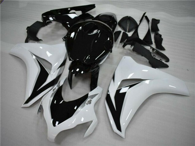 Blanc Noir Brillant Kits Carénages Moto ABS Honda CBR1000RR 2008-2011