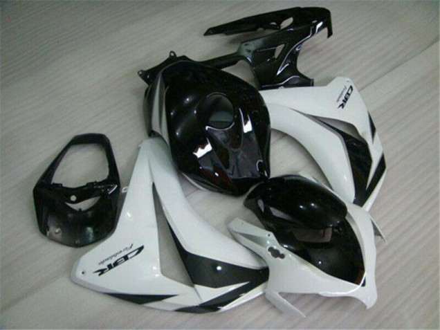 Blanc Noir Brillant Kits Carénages Moto ABS Honda CBR1000RR 2008-2011