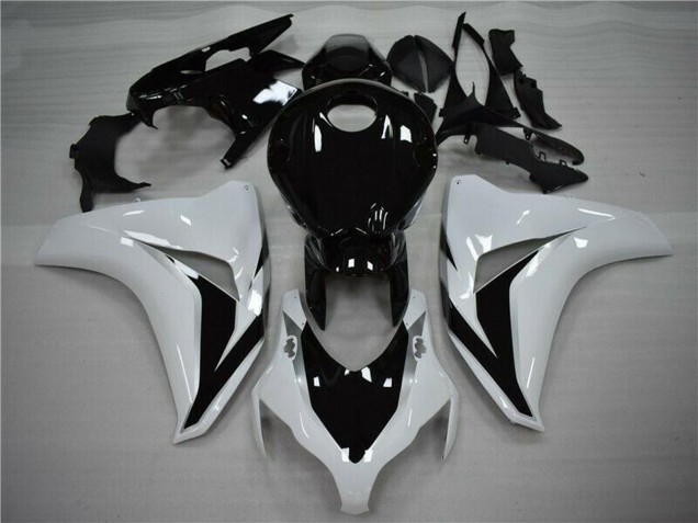 Blanc Noir Brillant Kits Carénages Moto ABS Honda CBR1000RR 2008-2011