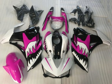 Blanc Rose Noir Brillant Requin Carénage Moto Yamaha R3 2015-2018 Pas Chère
