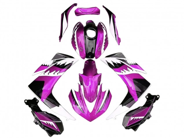 Rose Blanc Noir Brillant Requin Carénage Moto Yamaha R3 2015-2018