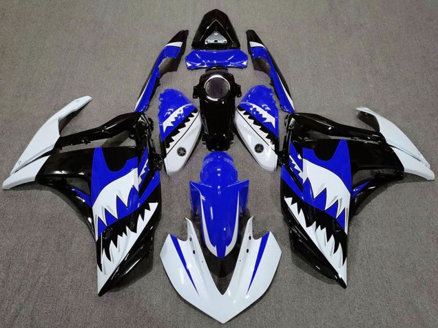 Blanc Bleu Noir Requin Carénage Moto Yamaha R3 2015-2018