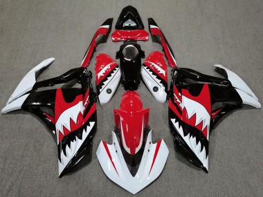 Blanc Rouge Noir Requin Carénage Moto Yamaha R3 2015-2018 Pas Chère