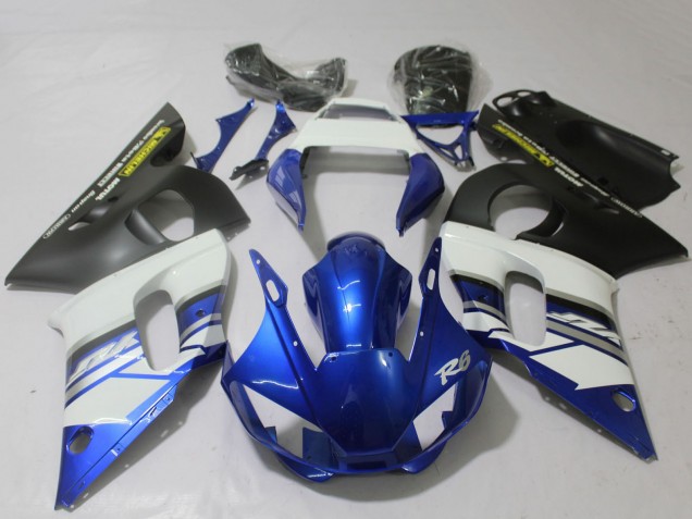 Blanc Bleu Noir Mat Jaune Carénage Moto Yamaha R6 1998-2002