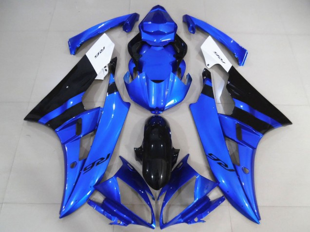 Blanc Bleu Noir Brillant Carénage Moto Yamaha R6 2006-2007